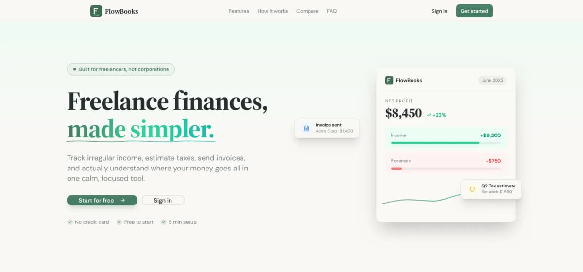 FlowBooks – freelance finance dashboard